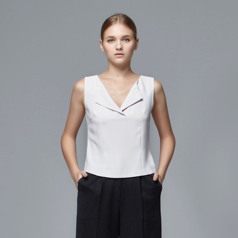 V-neck sleeveless top - เสื้อผู้หญิง - เส้นใยสังเคราะห์ สีดำ