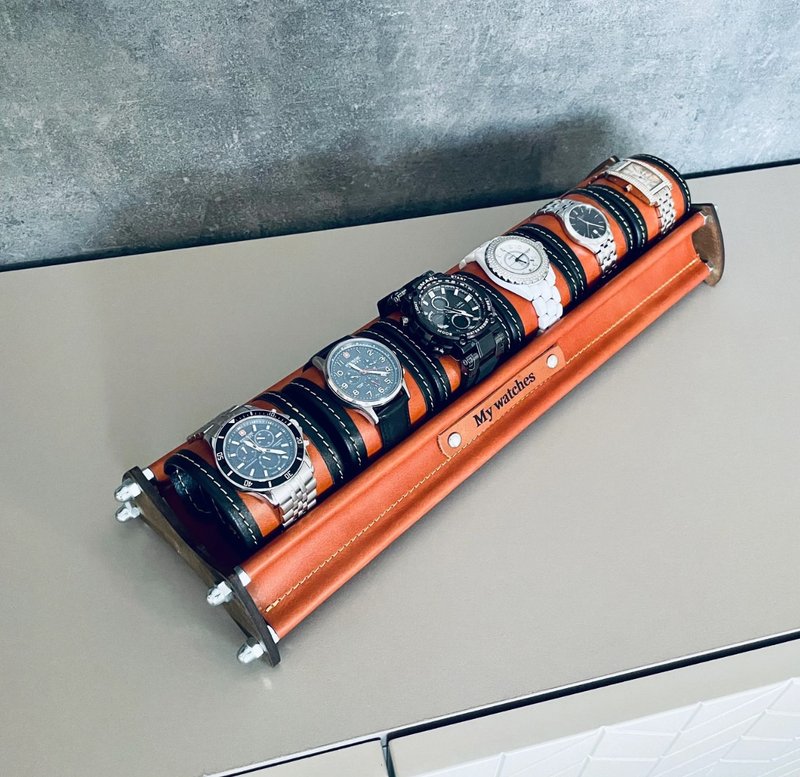 Leather watch stand, watch display, watch box, watch holder, watch display case - 時鐘/鬧鐘 - 真皮 多色