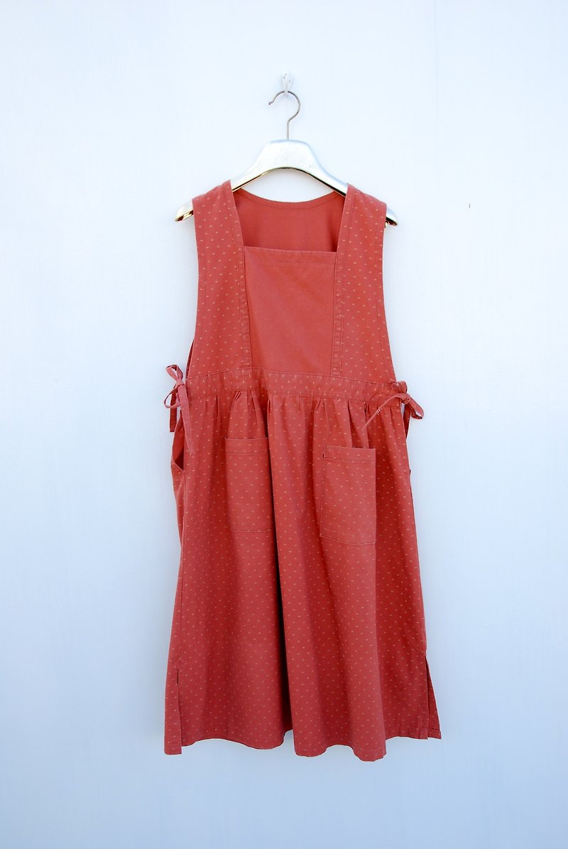 Vintage large pocket strap dress - ชุดเดรส - วัสดุอื่นๆ 