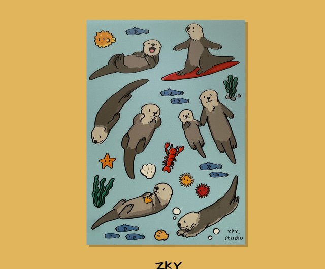 ジャック・ウッドソン 二匹のラッコ ヴィンテージ ステンドグラス カワウソ ジャック・ウッドソン 二匹のラッコ ヴィンテージ ステンドグラス カワウソ