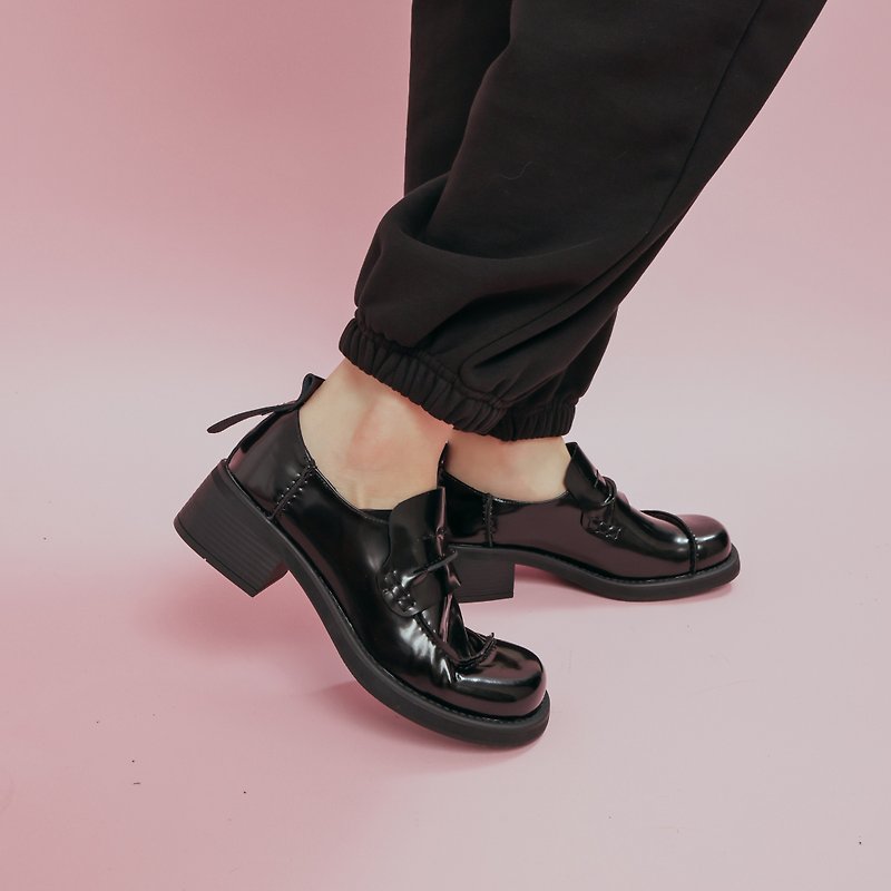 Goodbye Chaplin - Round Toe Shoes - Black - Women's Oxford Shoes - Genuine Leather Black