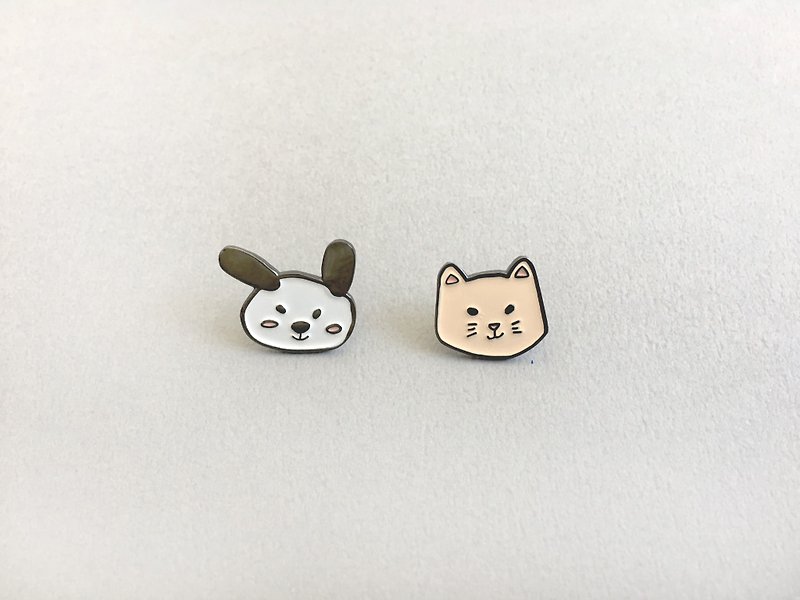 Other Metals Badges & Pins - yaoyao - Cat and dog earrings