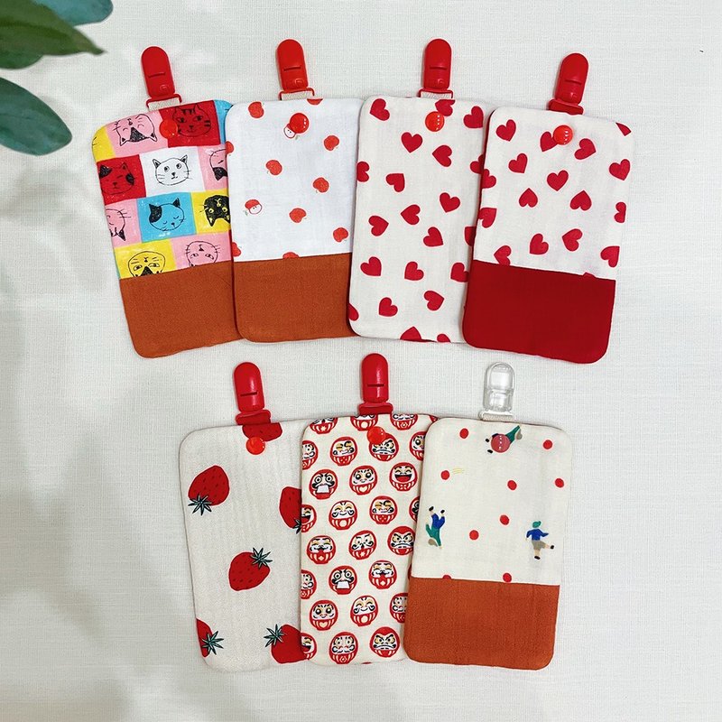 [Ready stock] Detachable handkerchief holder, long version, kindergarten, handmade - Bibs - Cotton & Hemp Red