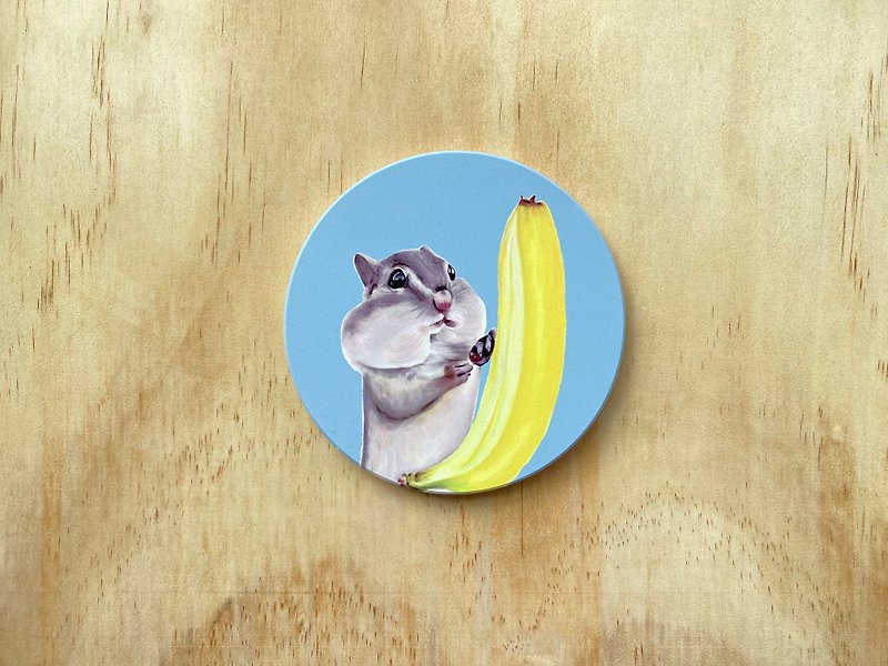 Chipmunk - Ceramic absorbent coaster - ที่รองแก้ว - ดินเผา ขาว