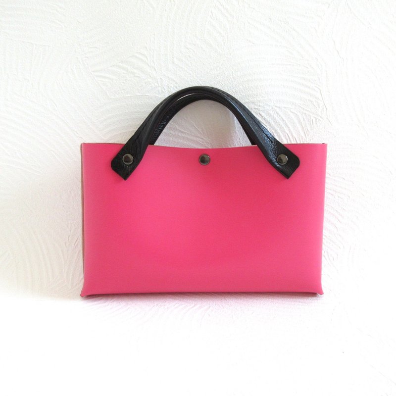 Hand-sewn, Stands out on its own, Cowhide, Bag-in-bag, Hand-sewing, 086 - กระเป๋าถือ - หนังแท้ สึชมพู