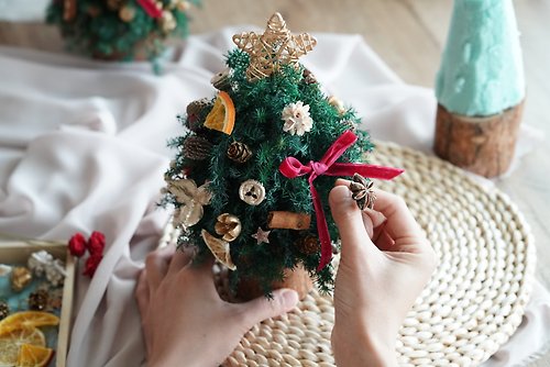 樂米花藝 【DIY材料包】最適合家裡的 聖誕樹 永生花聖誕樹 永生花