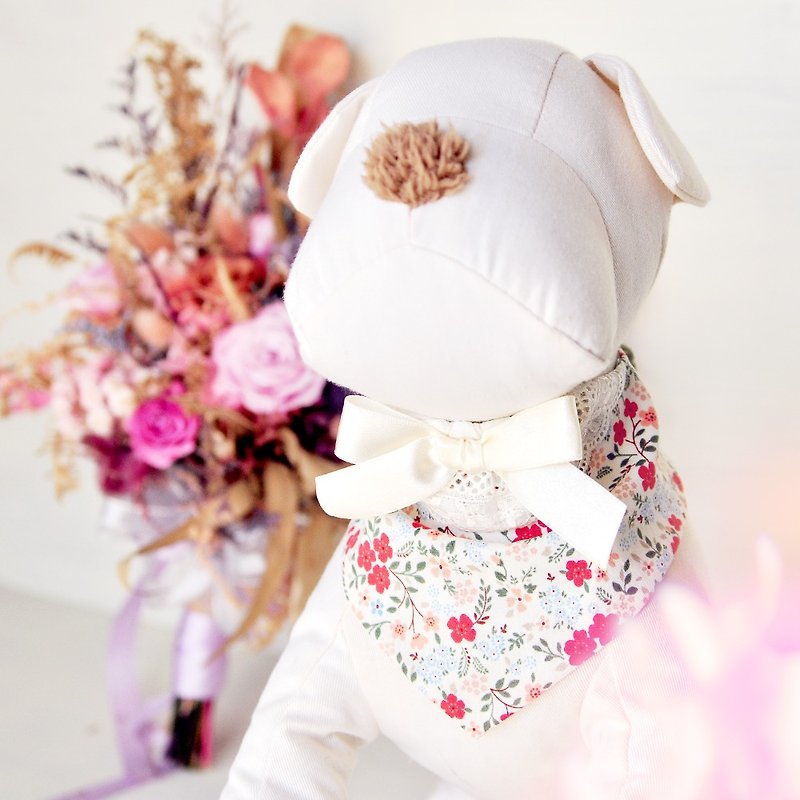 [Afternoon tea together] For Dear hair child's spring tea party small lace scarf - Collars & Leashes - Cotton & Hemp Pink