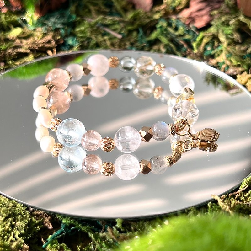 Mermaid Tears/14K gold-filled natural crystal energy bracelet/customized gift - สร้อยข้อมือ - คริสตัล 