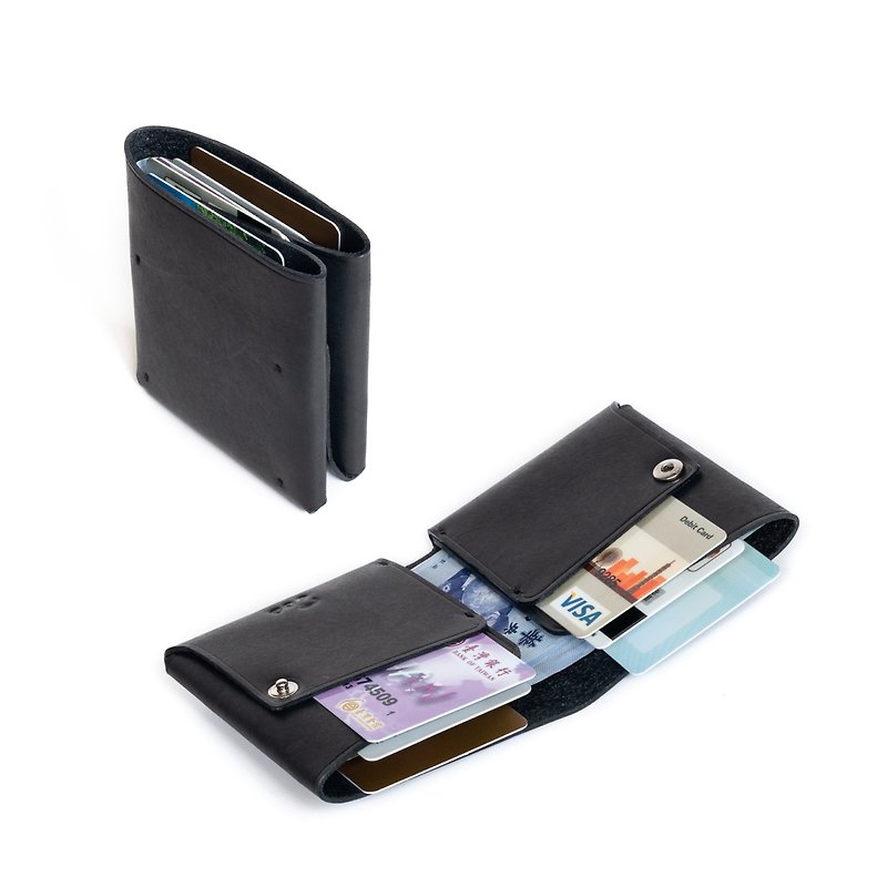 Mini 6 card layer mini short clip can be embossed with optional color - Wallets - Genuine Leather Multicolor