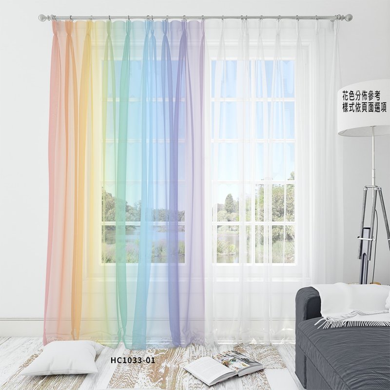 Original printed window screen HC1033 rainbow season straight gradient - ม่านและป้ายประตู - เส้นใยสังเคราะห์ 