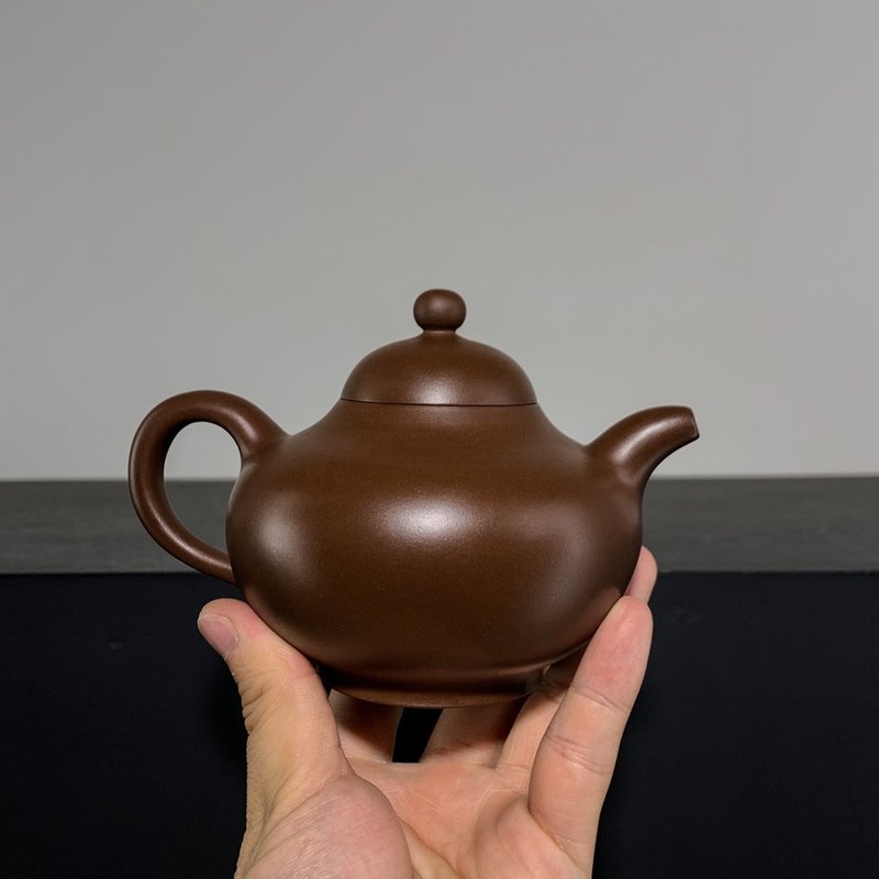 送禮紫砂壺茶壺全手工 华颖 紫泥 300cc 优质紫泥精工制作 气韵流 - 茶壺/茶杯/茶具 - 陶 灰色