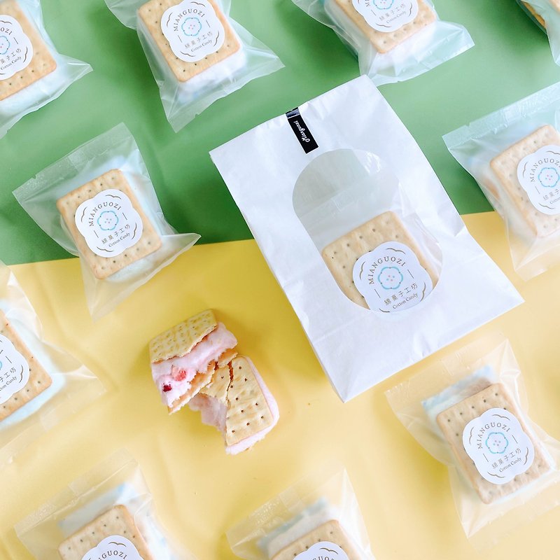 【Mianguozi】Cotton Candy Sandwich Biscuit Set (3pcs/set) - ขนมคบเคี้ยว - กระดาษ ขาว