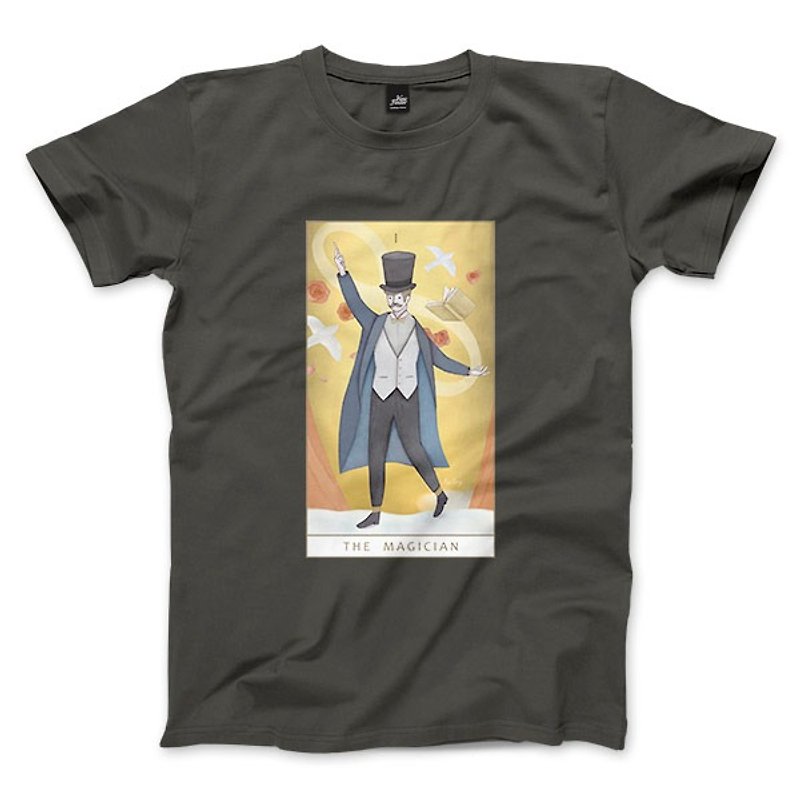I | The Magician-Dark Grey-Unisex T-shirt - เสื้อยืดผู้ชาย - ผ้าฝ้าย/ผ้าลินิน สีเทา