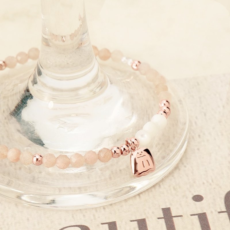 Cream family cream bread series-Kelulu's natural Stone sterling silver bracelet - Bracelets - Sterling Silver Pink