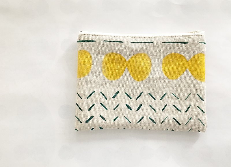 moshimoshi | linen zipper cosmetic bag - yellow cell division - Toiletry Bags & Pouches - Cotton & Hemp 