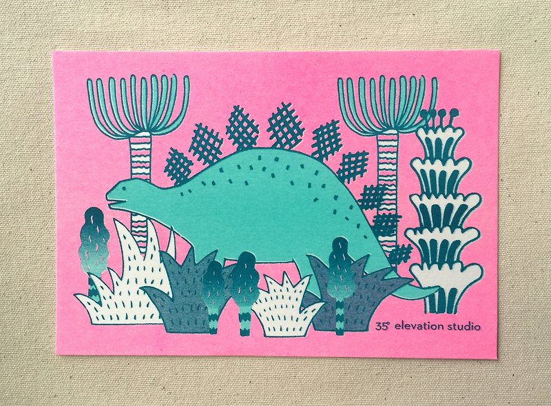 Mr. Stegosaurus postcard - การ์ด/โปสการ์ด - กระดาษ สึชมพู