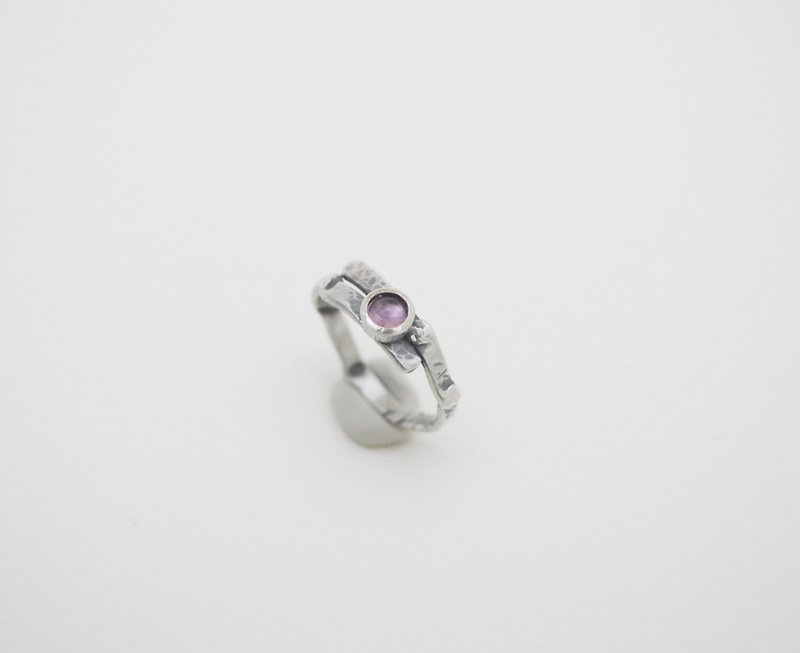 折疊系列-16號‧純銀‧粉紅碧璽‧純銀戒指 - 戒指 - 純銀 粉紅色