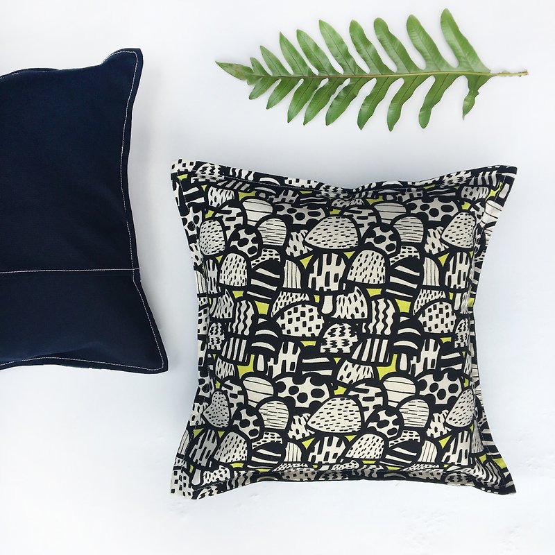 Tea Scented Pillow-Mushrooms//Black// - Pillows & Cushions - Cotton & Hemp 