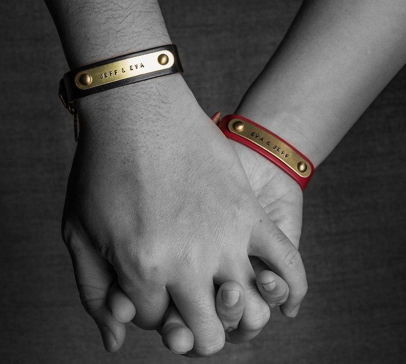 Oops whispering leather bracelet-custom lettering-Valentine's Day gift - Bracelets - Genuine Leather Red