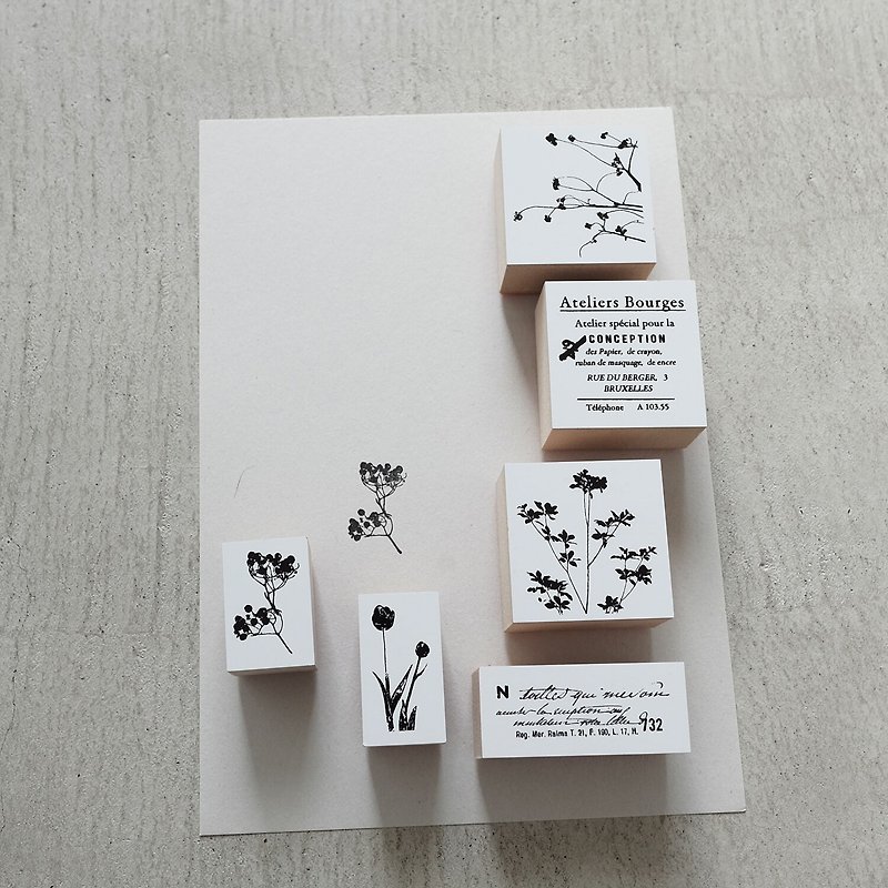 YOHAKU Original Paper Stamp S-016 (Stamp Set) Pocket Japanese Stationery - ตราปั๊ม/สแตมป์/หมึก - ไม้ 