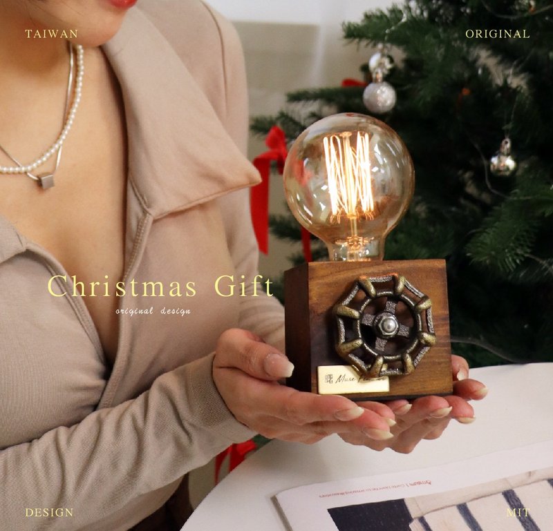 曙MUSE 松木手輪方桌燈 LED燈 鎢絲燈泡 USB燈 擺飾 原木 - 燈具/燈飾 - 木頭 多色