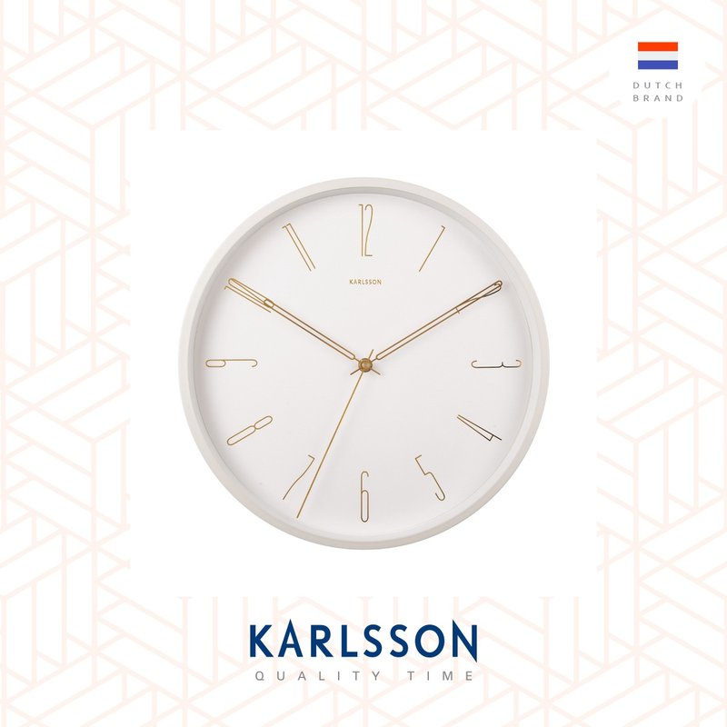 荷蘭Karlsson, Wall clock 35cm Belle Numbers white - 時鐘/鬧鐘 - 其他金屬 白色