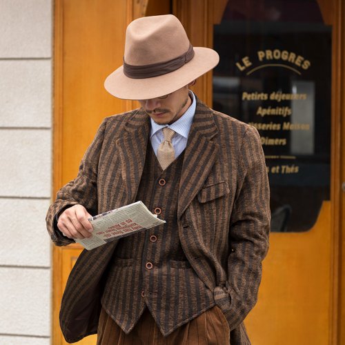 SOARIN コットン ピークドラペル ストライプ ビジネススーツジャケット