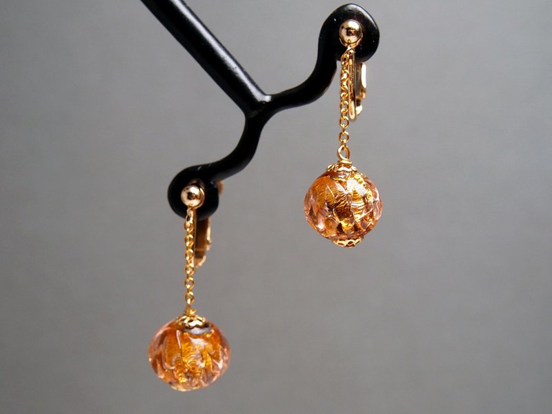 Murano Glass Beads Earring #GE0512 - Earrings & Clip-ons - Glass Gold