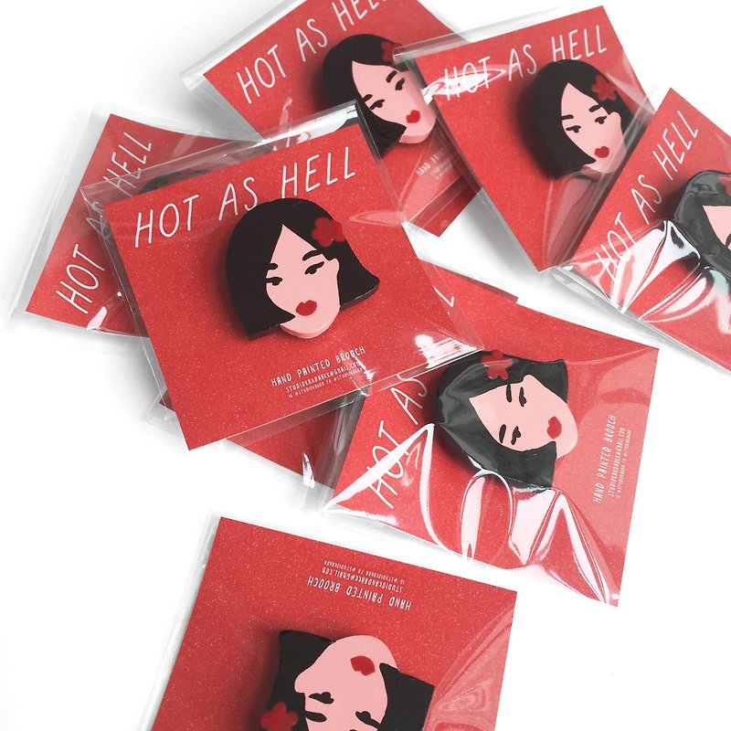 Hot as hell Brooch - 胸針 - 其他材質 紅色