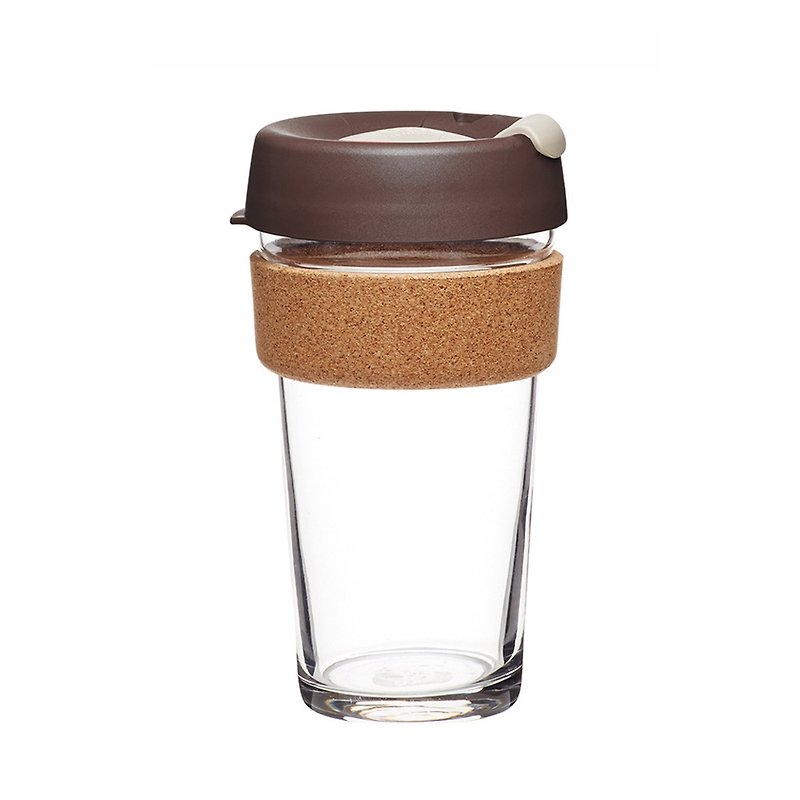 KeepCup Brew Cork-Glass Coffee Cup L -Almond - Mugs - Glass Transparent