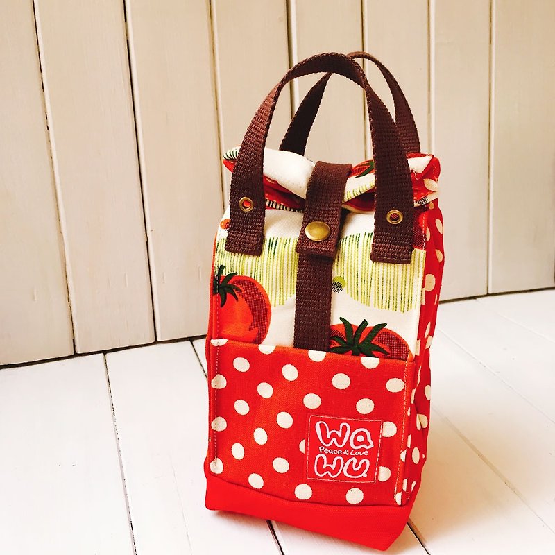Bottle style bag (Red)/ Handbag/ Crossbody bag/ Bottle Holder / Bottle bag - กระเป๋าแมสเซนเจอร์ - ผ้าฝ้าย/ผ้าลินิน สีแดง