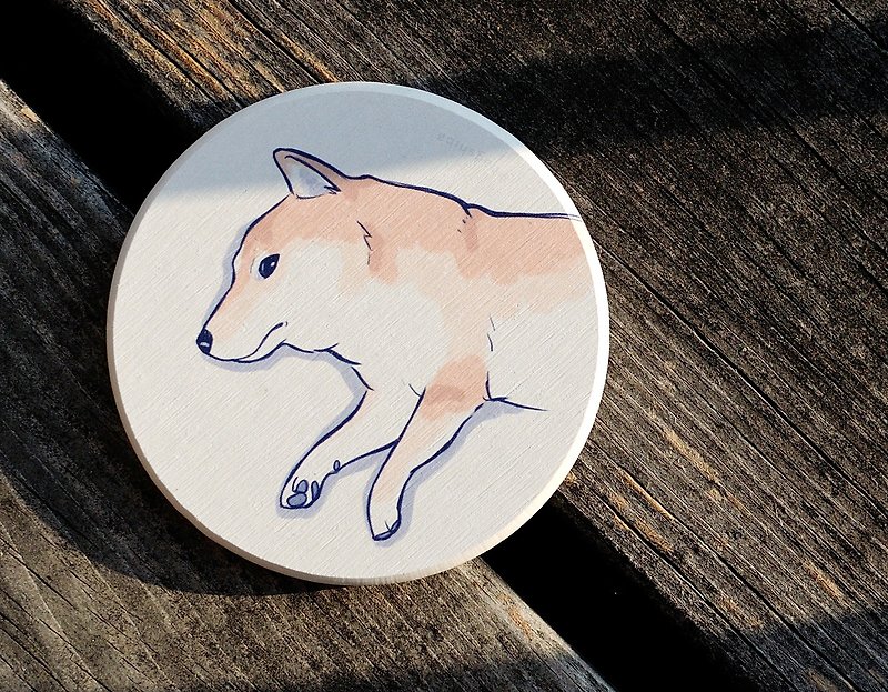 Diatomite Absorbent Coaster Lazy Shiba Inu - Coasters - Other Materials Multicolor
