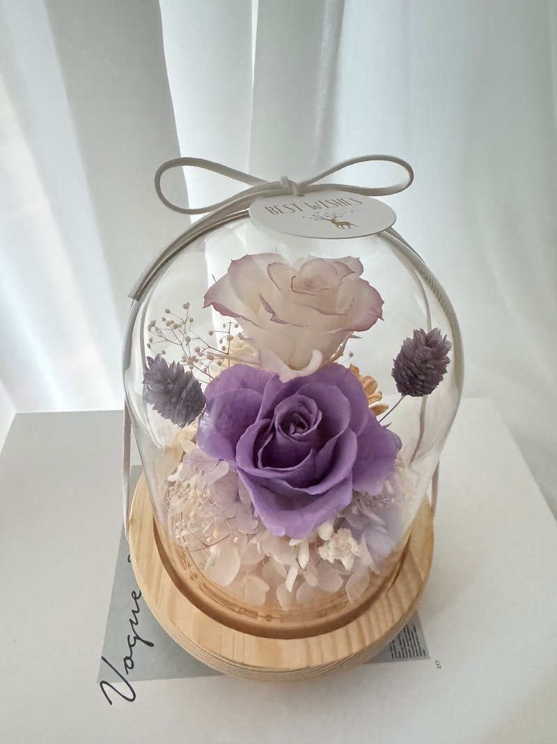 Eternal flower glass flower cup night light pink and purple model comes with gift box and bag - Dried Flowers & Bouquets - Plants & Flowers 