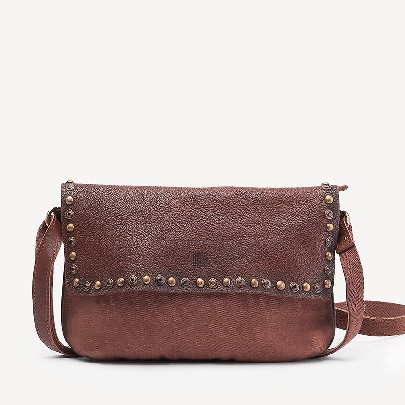 [Spain BIBA] Whitney Retro Style Buckle Shoulder Bag - Messenger Bags & Sling Bags - Genuine Leather Brown