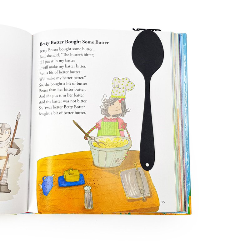 Spoon-Shaped Metal Bookmark | Fun Gift for Foodies & Book Lovers | Matte Black S - 書籤 - 其他金屬 黑色