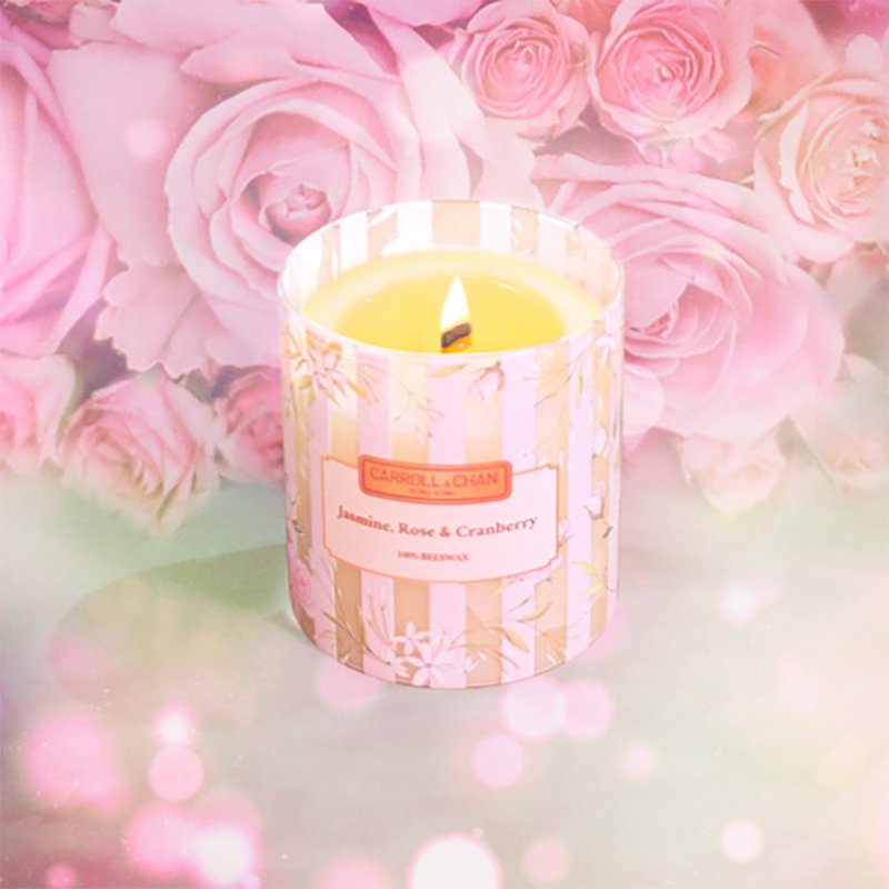 【蜂蠟】茉莉花、玫瑰和小紅莓蜂蠟蠟燭 - 香薰蠟燭/燭台 - 環保材質 
