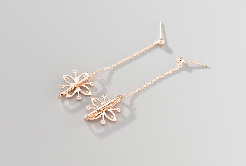 Floral Spiral Earrings 花形旋轉耳環 - 耳環/耳夾 - 純銀 粉紅色