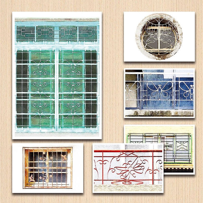 Old House - Butterfly Window Grille Postcard Set - การ์ด/โปสการ์ด - กระดาษ 