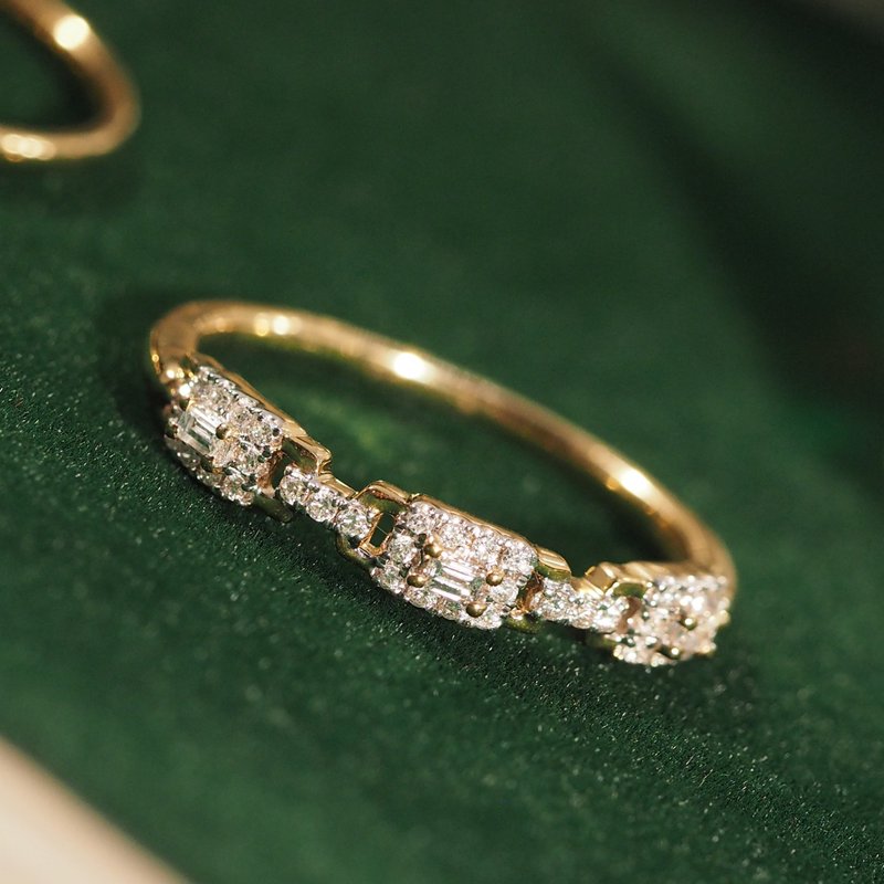 18K Gold Diamond Baguette Block Ring - General Rings - Precious Metals 