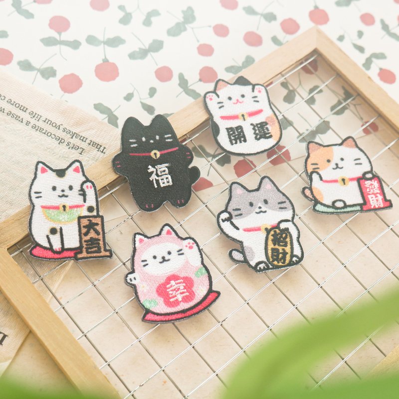 刺繡裝飾貼(招財貓)。JSE-216。裝飾 - 貼紙 - 繡線 