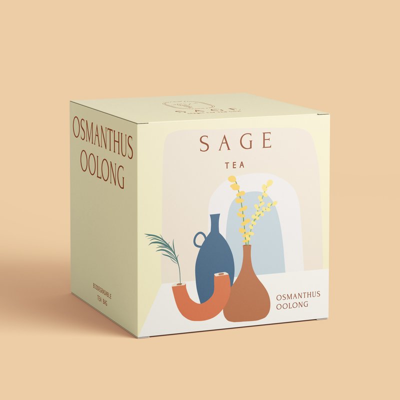 Sage Tea 【養生潤肺】桂花烏龍 無繩原葉茶包 禮罐裝 (10個) - 茶葉/茶包/水果茶 - 新鮮食材 黃色