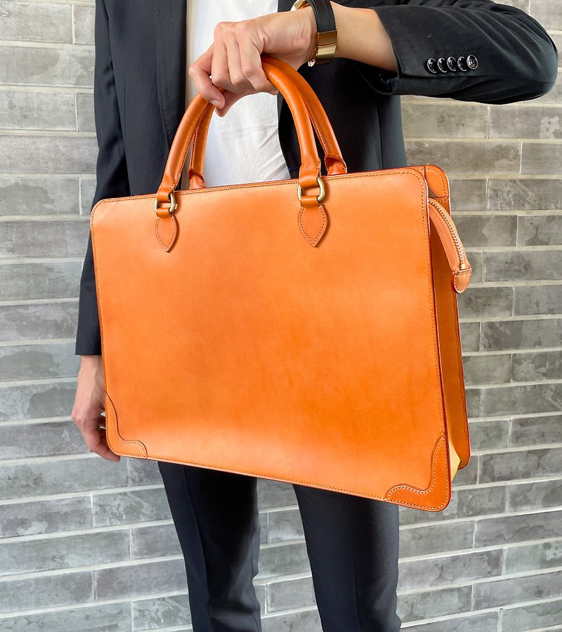 Genuine leather briefcase | Handbag | Customized name | Hand-sewn | Men's briefcase | Christmas gift box - Briefcases & Doctor Bags - Genuine Leather 
