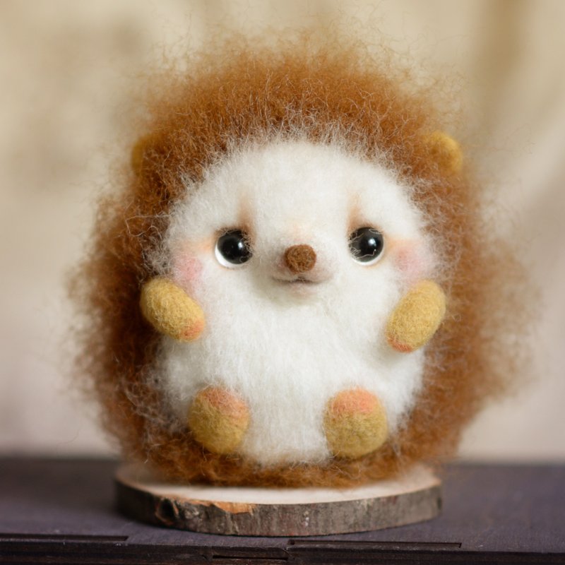 羊毛氈刺蝟寶寶  生日禮物   Felted little hedgehog toy - ตุ๊กตา - ขนแกะ 