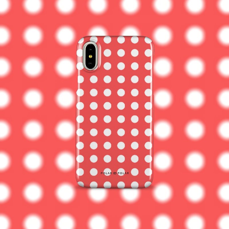iPhone/Samsung 光面/霧面手機殼 珊瑚色點紋 - 手機殼/手機套 - 塑膠 