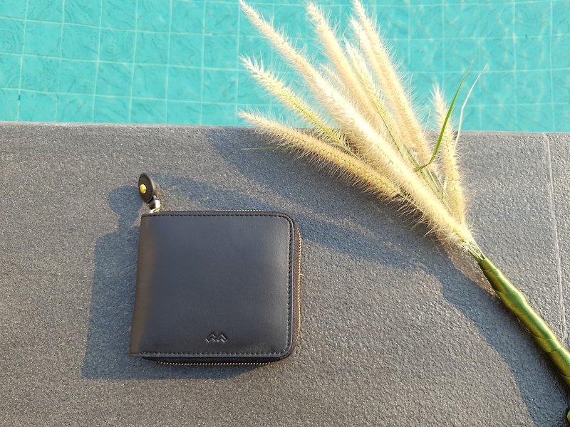 Tiny - Short wallet , Wallet leather , Wallet , Black color - Wallets - Genuine Leather Black