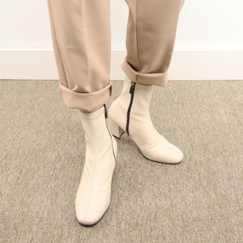 SPUR Carrot Raised Lining Span Ankle_QA8046 (Buttery) - 女短靴/中筒靴 - 人造皮革 白色