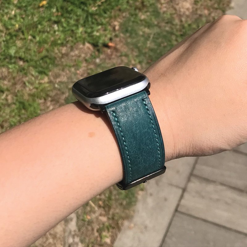 【Apple Watch Strap】Bluish Green Pueblo | Luxury iWatch Band | Elegant & Heavy - Watchbands - Genuine Leather Blue