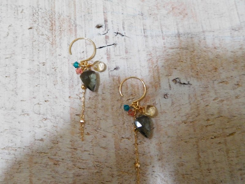 14k Gold-Filled Quartz and Citrine Tassel Earrings with a Personalized Style. Clip-on option available. - ต่างหู - วัสดุอื่นๆ สีทอง