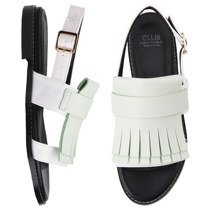 SPUR JELOW FRINGY CURTAIN SANDALS JS4325 WHITE - Sandals - Genuine Leather White