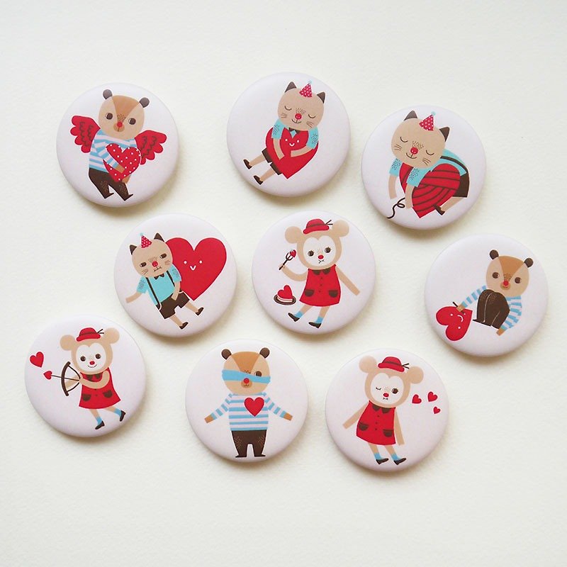 Love Parade - 1.75" (44mm) Button Badges or Magnets - Happy Pinning - Brooches - Plastic Red